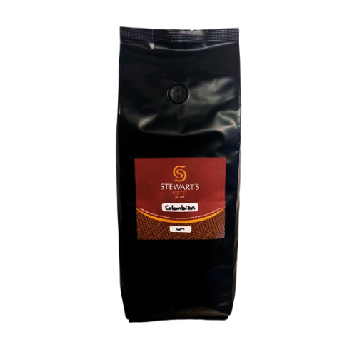 bag of stewart's coffee colombian blend beans