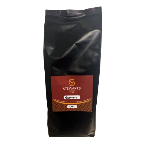 bag of stewart's coffee espresso blend beans