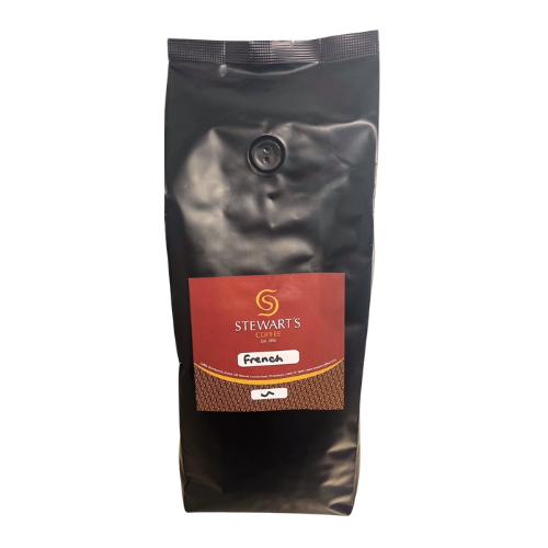 bag of stewart's coffee french blend beans