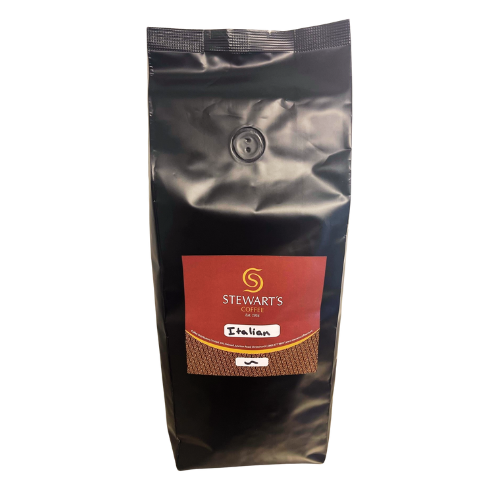 bag of stewart's coffee italian roast beans